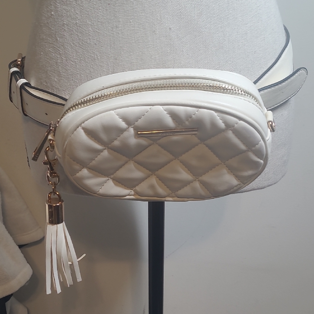 Aldo White Quilted Crossbody Bag with Gold Accents